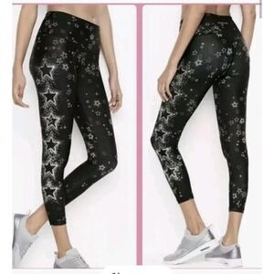 Victoria's Secret Sport Sz XS High Rise 7/8 Leggings Black Glitter Stars BNWT